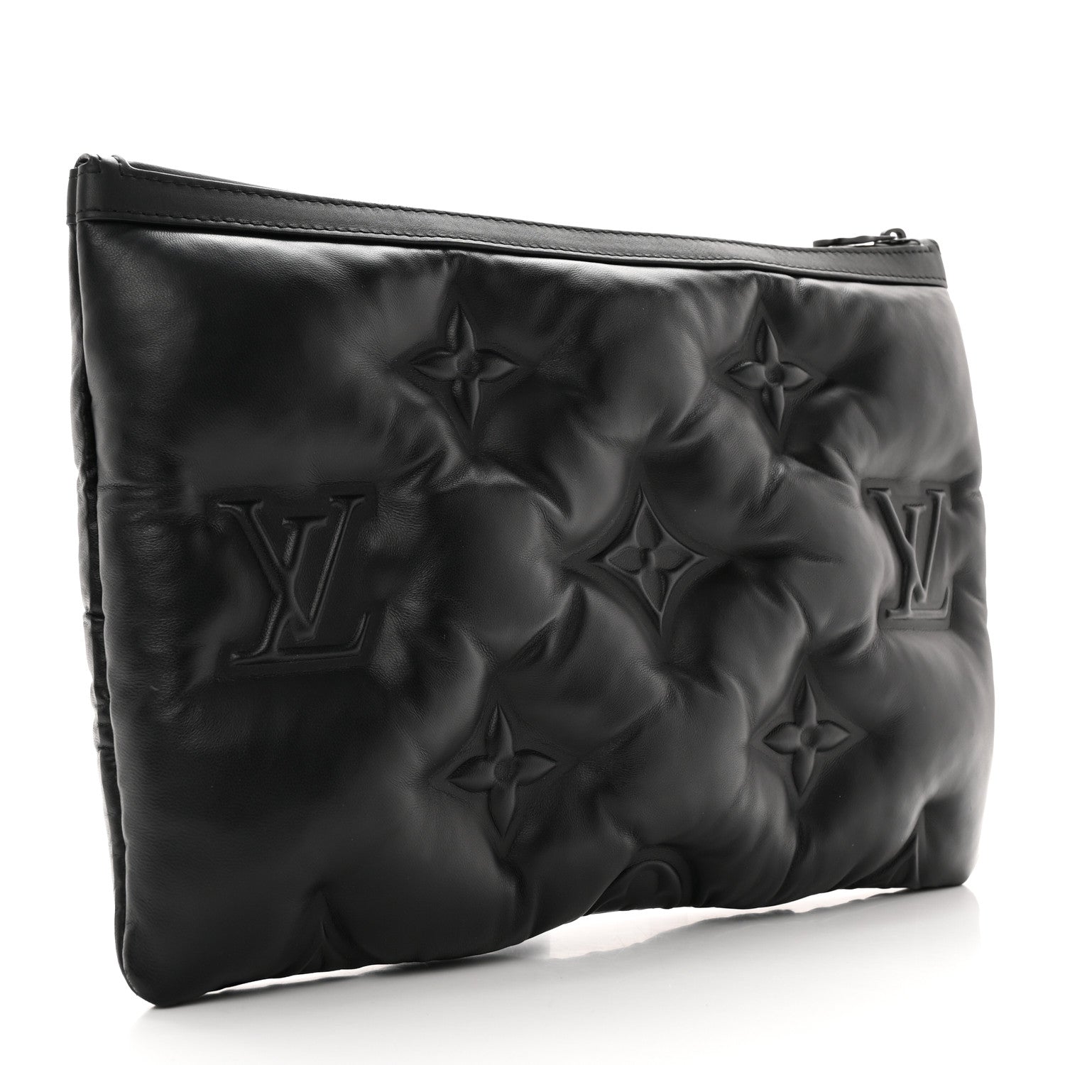 Louis Vuitton Lambskin Puffer A4 Pouch Black 3 of 8