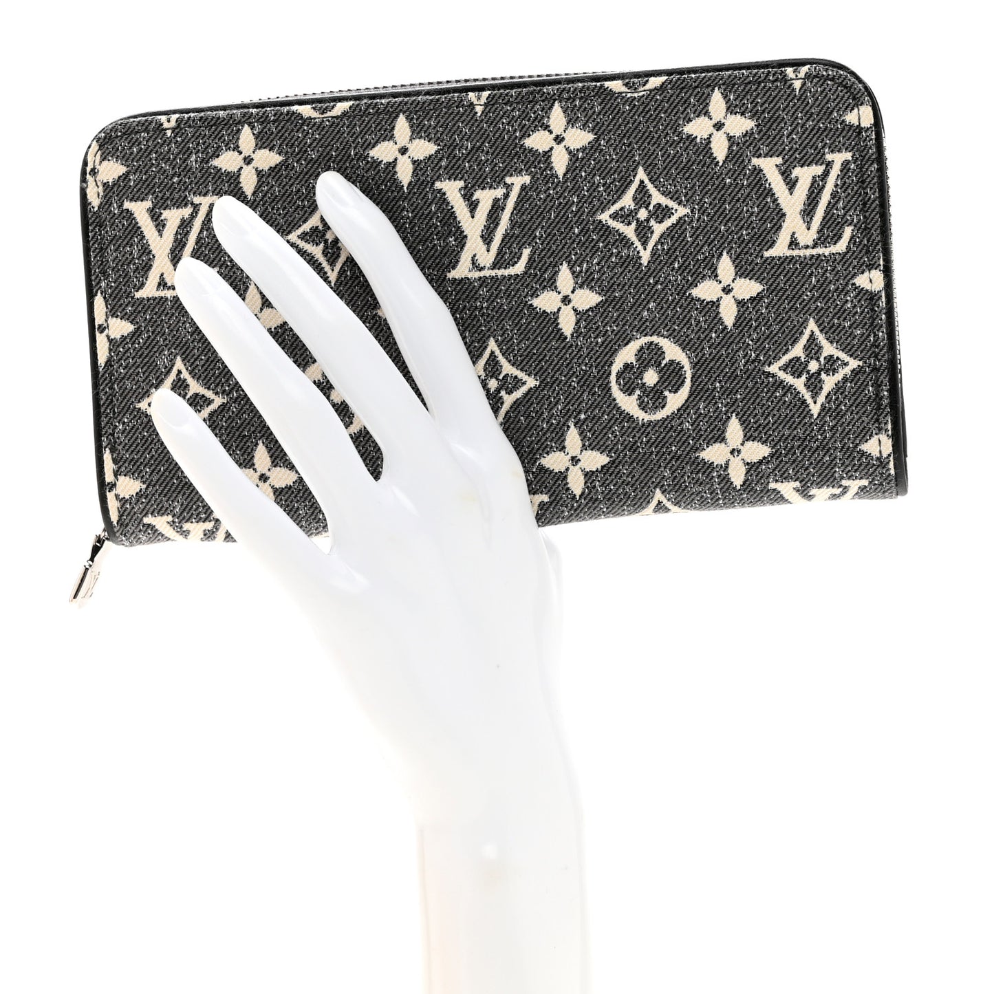 Denim Monogram Jacquard Zippy Wallet Grey