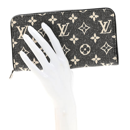 Louis Vuitton Denim Monogram Jacquard Zippy Wallet Grey 2 of 7
