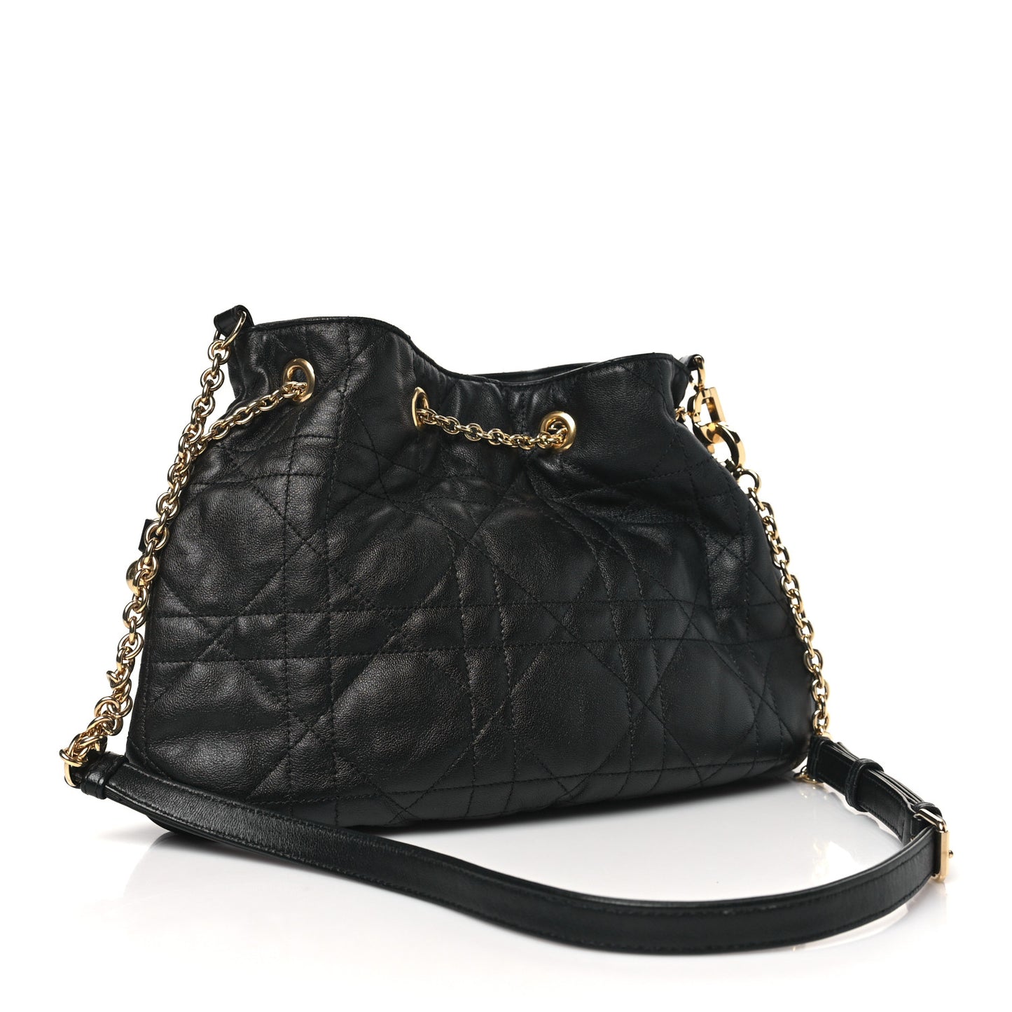 Lambskin Supple Macrocannage Medium Ammi Bag Black