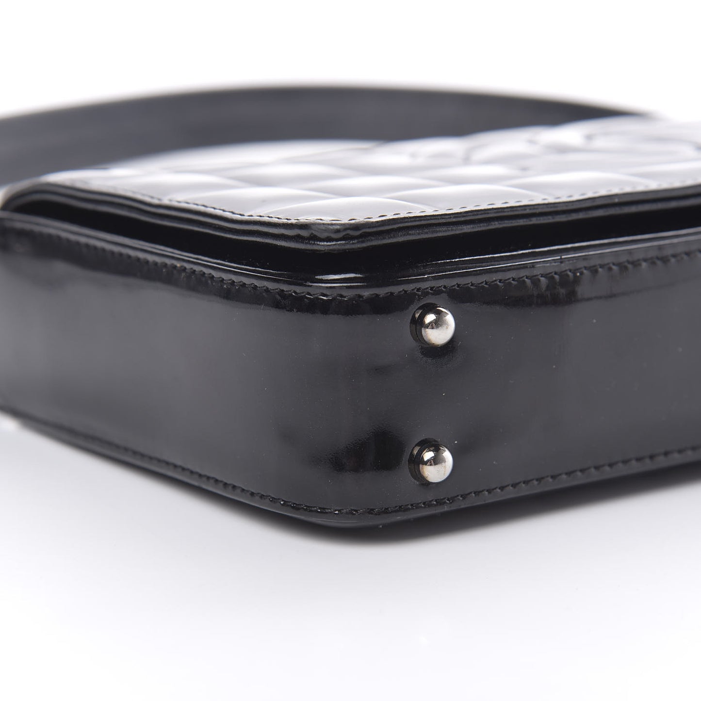 Patent Chocolate Bar Quilted CC Flap Black