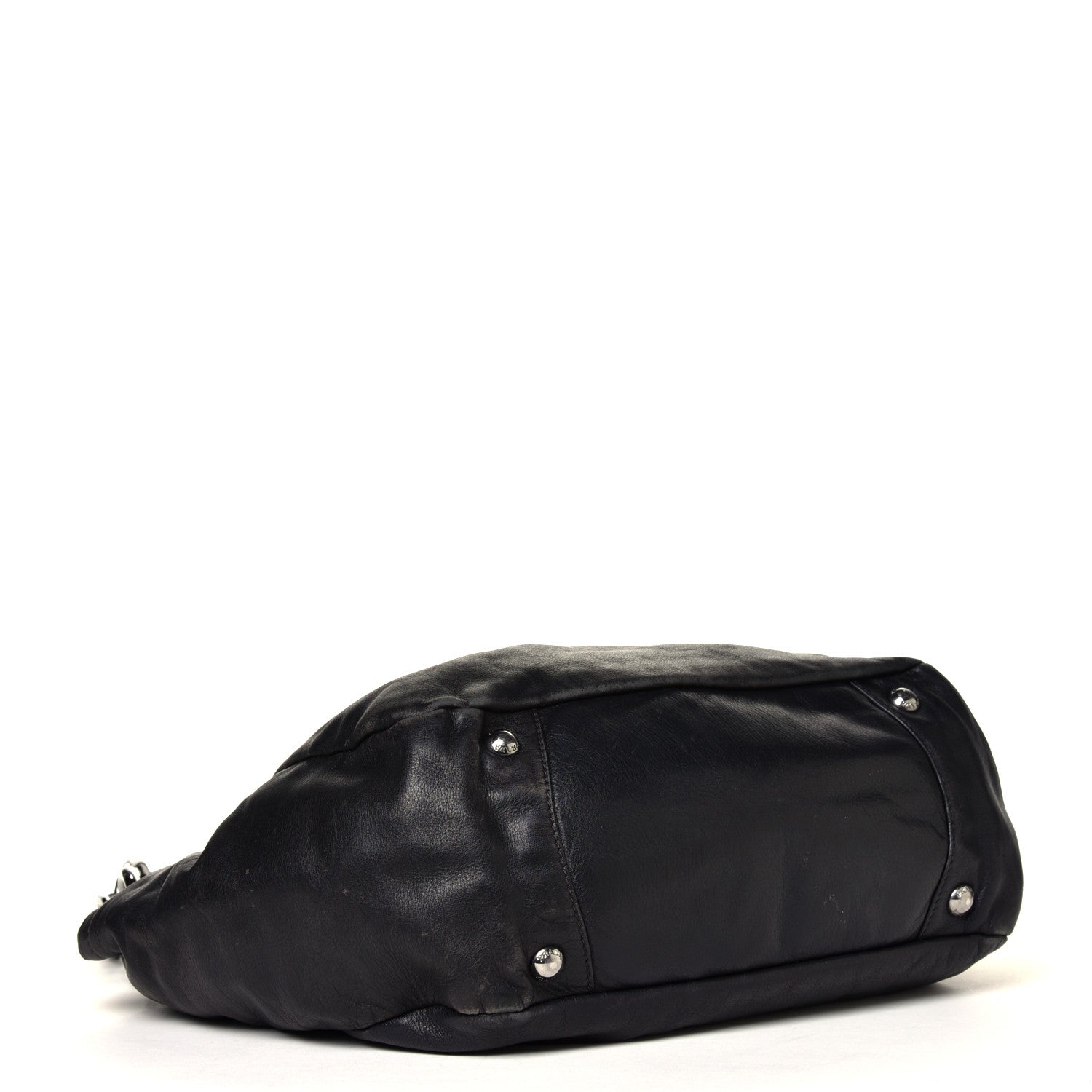 Prada Soft Calfskin Pleated Hobo Black 3 of 10