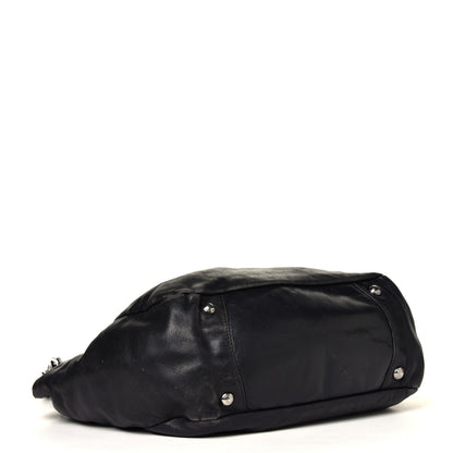 Prada Soft Calfskin Pleated Hobo Black 3 of 10