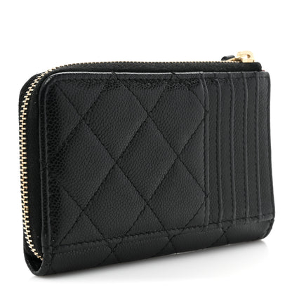 Chanel Caviar Quilted CC Zip Around Card Holder Black 3 of 11