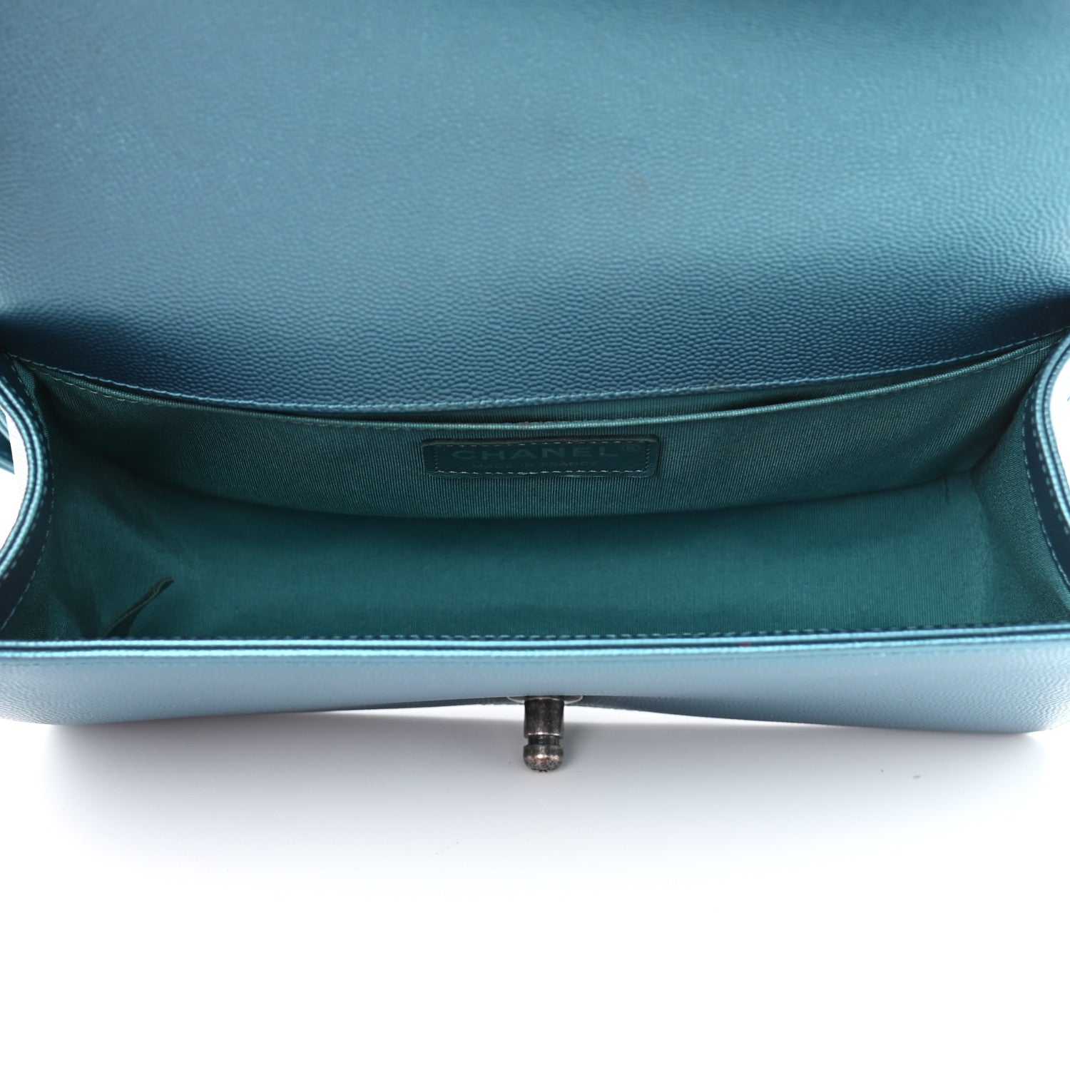 Chanel Metallic Caviar Quilted Medium Boy Flap Turquoise 5 of 10