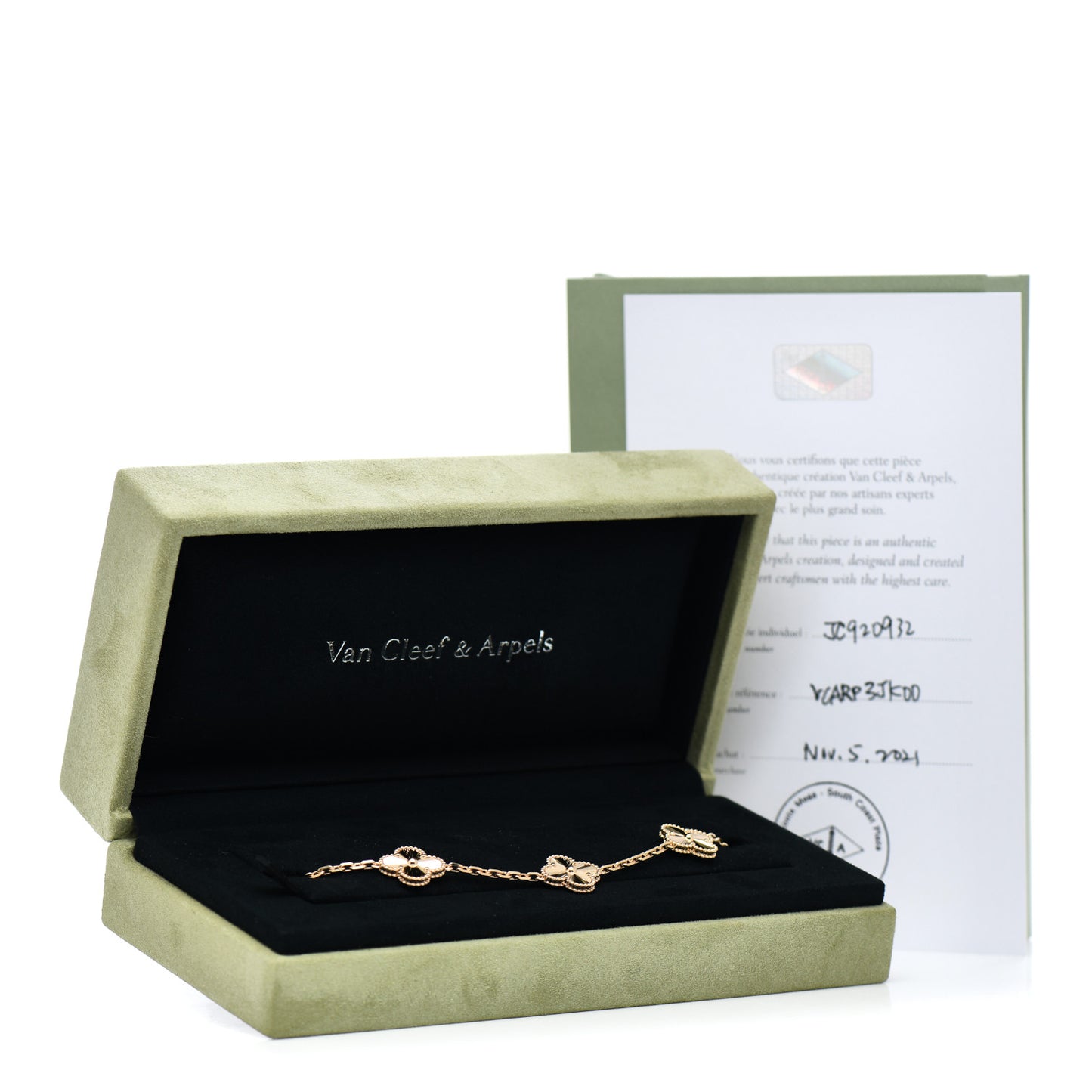18K Yellow Gold 5 Motifs Guilloche Vintage Alhambra Bracelet