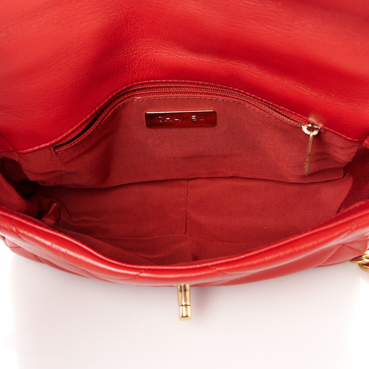 Chanel Goatskin Quilted Medium Chanel 19 Flap Red 5 of 10