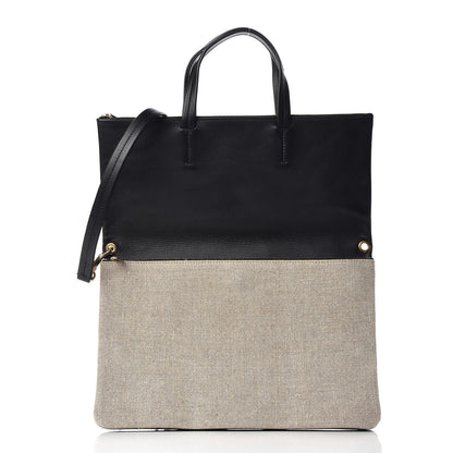 Celine Smooth Calfskin Linen Folded Cabas Black 4 of 13