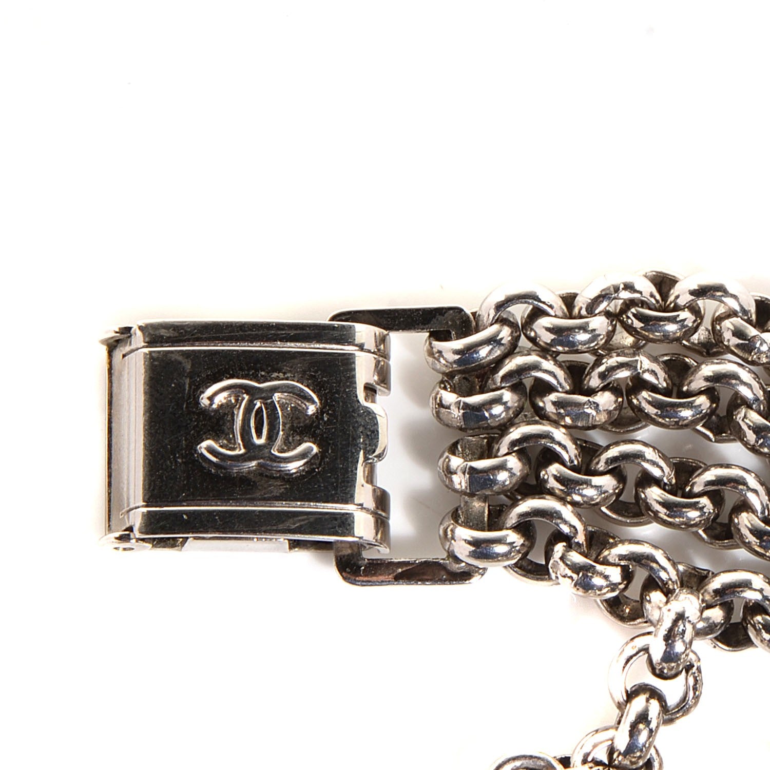 Chanel Pearl Gripoix CC Charm Bracelet Silver 3 of 5
