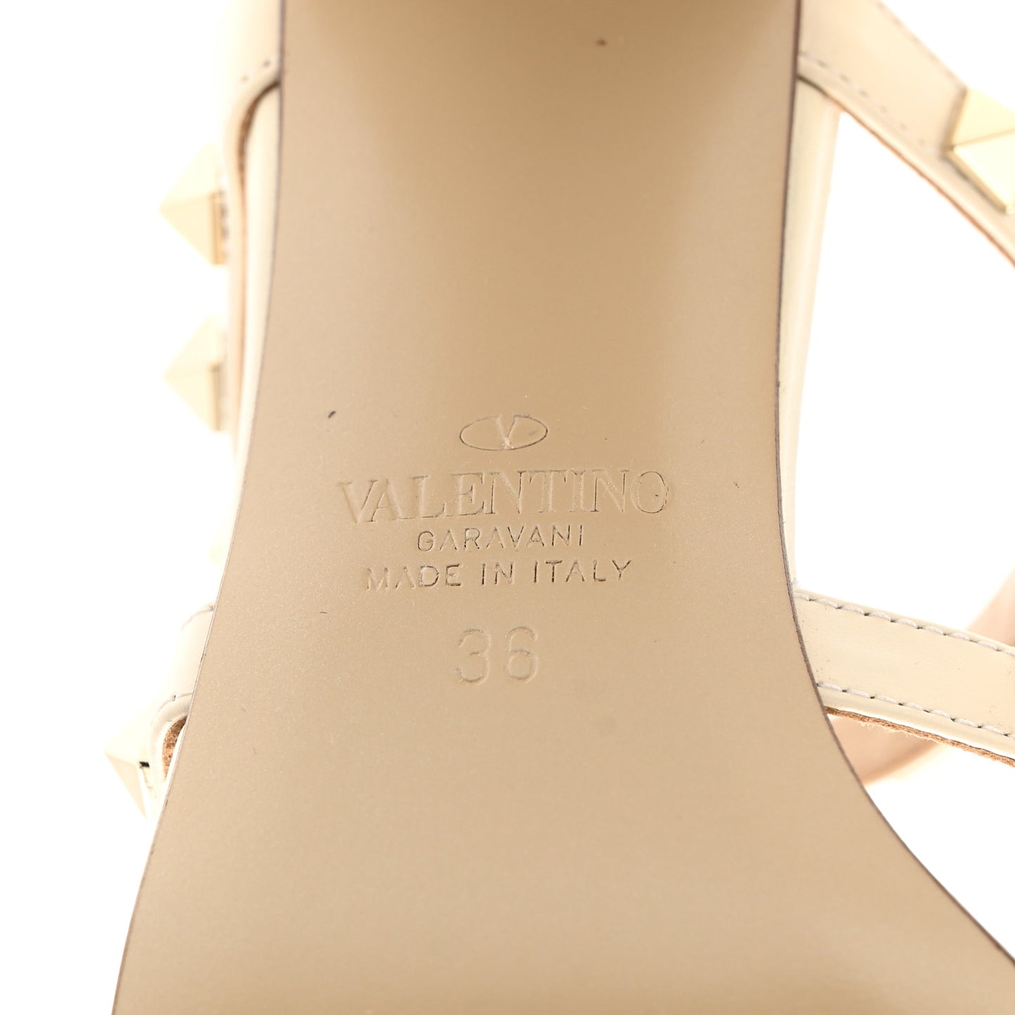 Calfskin Rockstud 60mm Caged Slide Sandals 36 Optic White