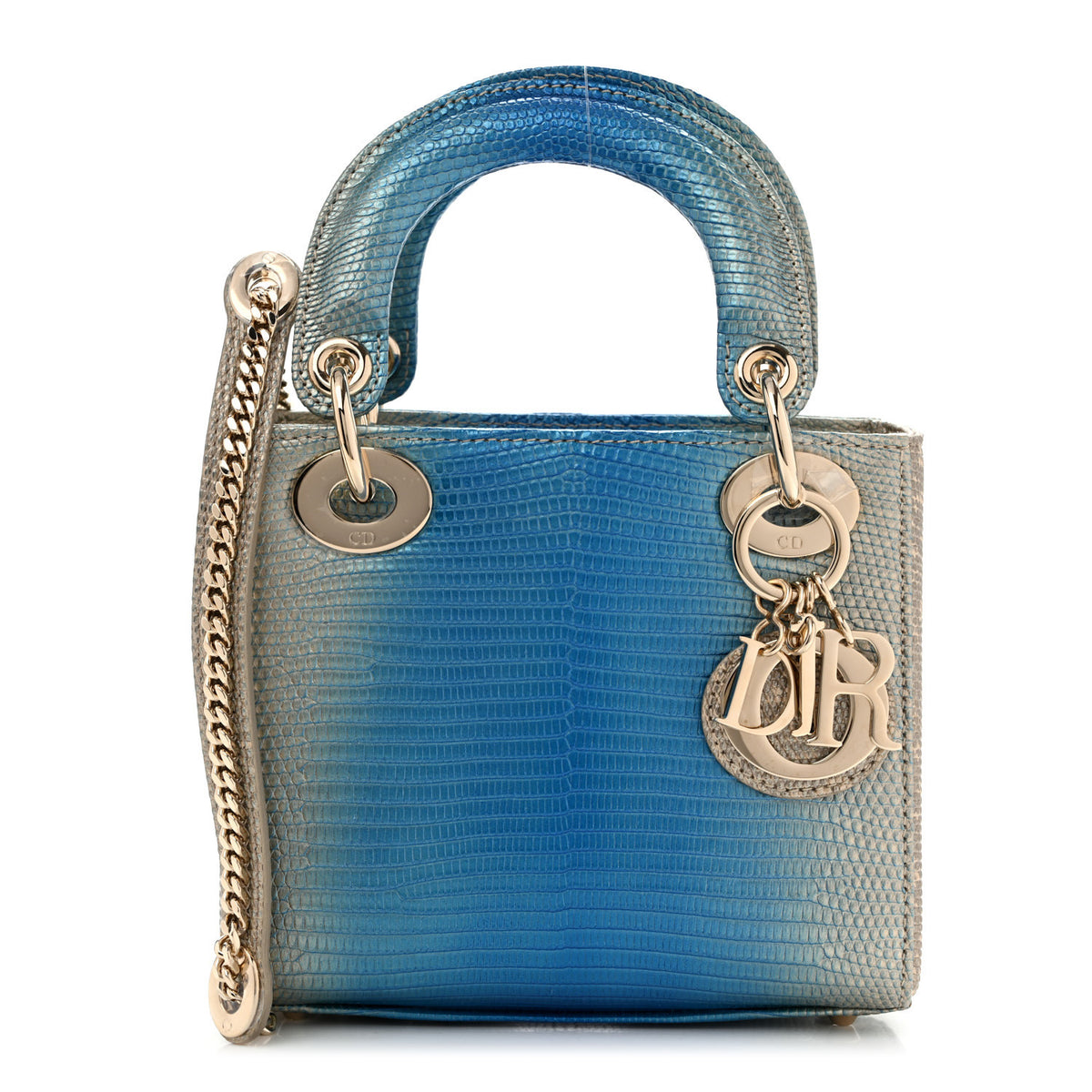 Christian Dior Lizard Gradient Mini Lady Dior Metal Blue 1 of 12