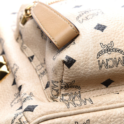 MCM Visetos Medium Side Studs Stark Backpack Beige 8 of 13