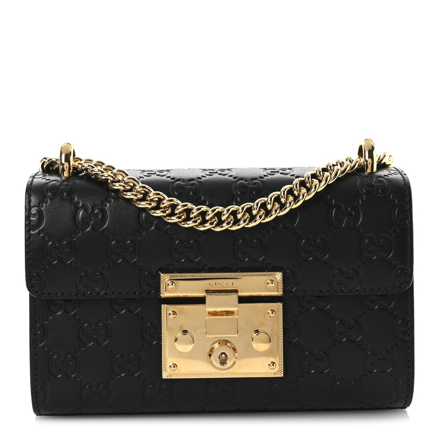 Gucci Guccissima Small Padlock Shoulder Bag Black 1 of 11
