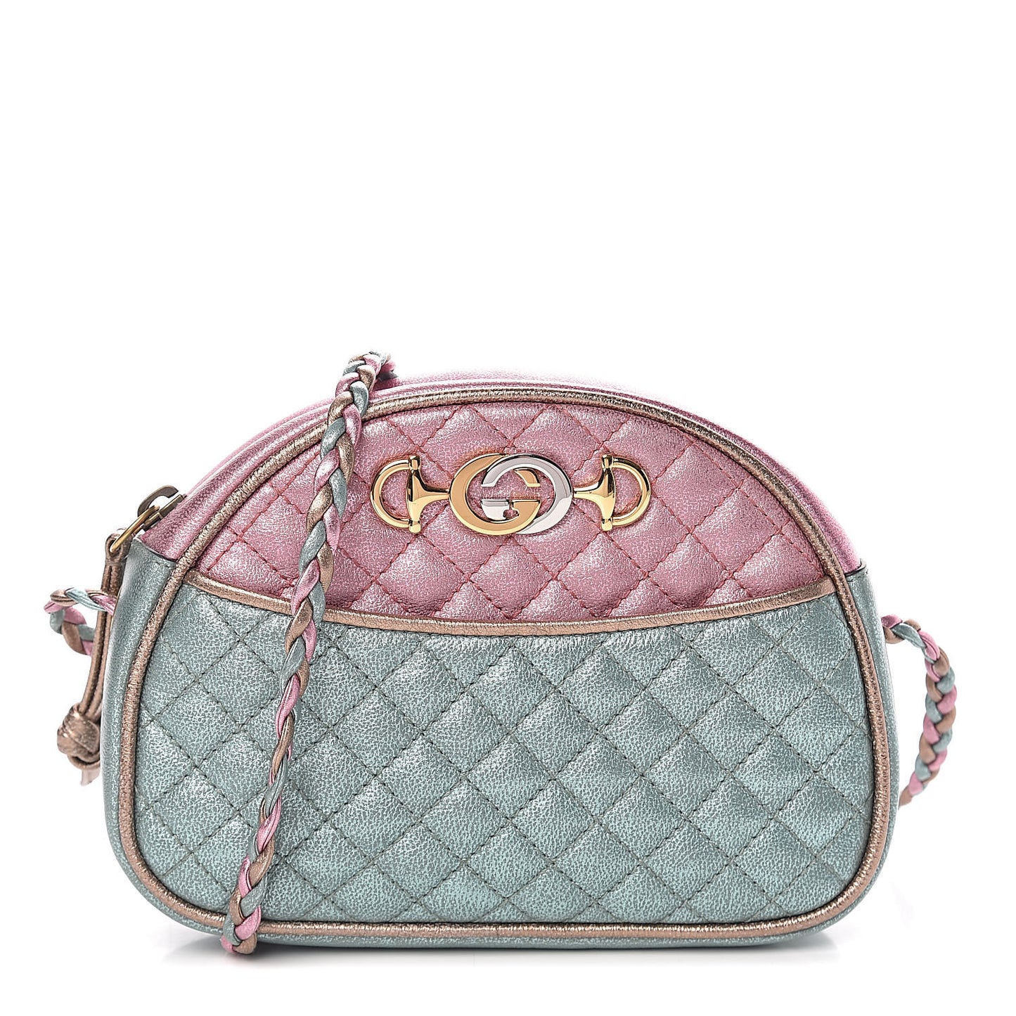 Laminated Nappa Trapuntata Mini Zumi Dome Shoulder Bag Rosa Lago Rame