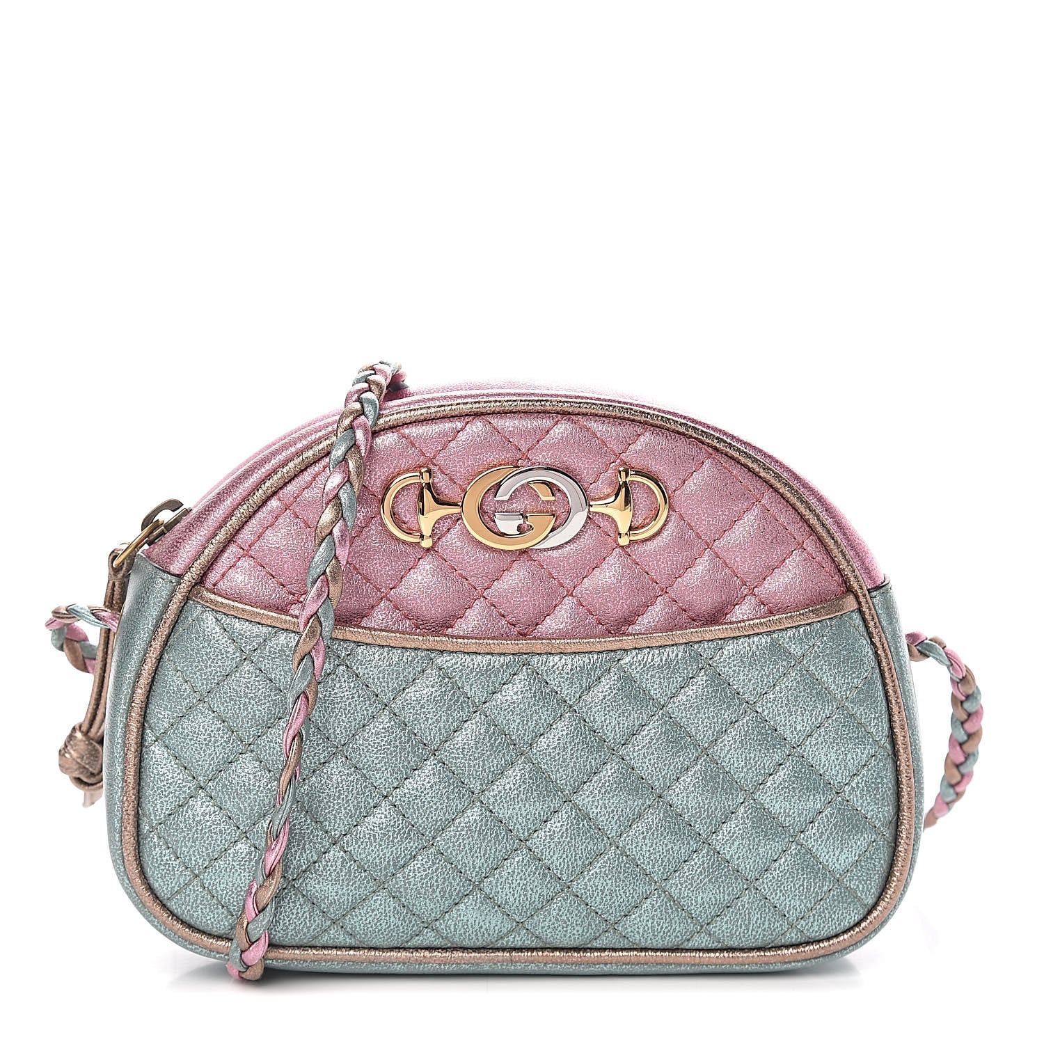 Gucci Laminated Nappa Trapuntata Mini Zumi Dome Shoulder Bag Rosa Lago Rame 1 of 10