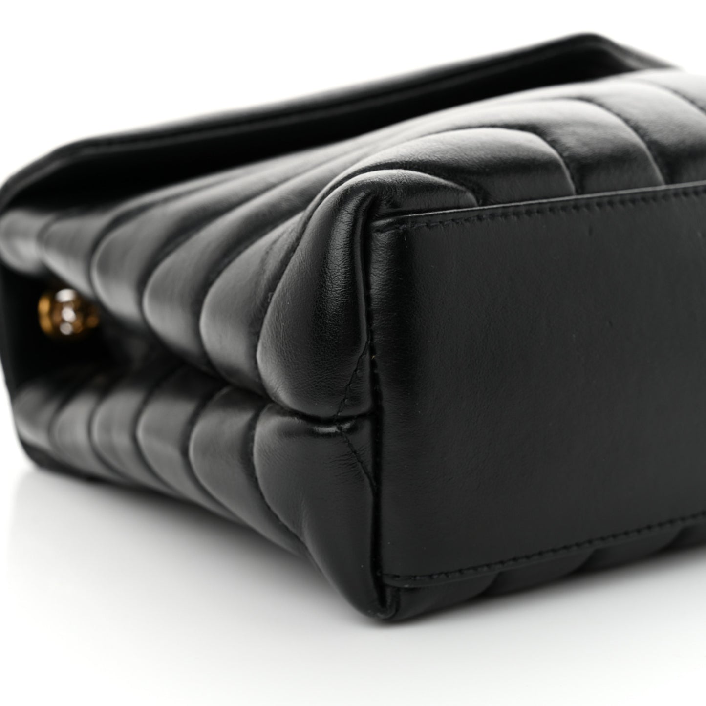 Calfskin Y Quilted Monogram Small Loulou Chain Satchel Black