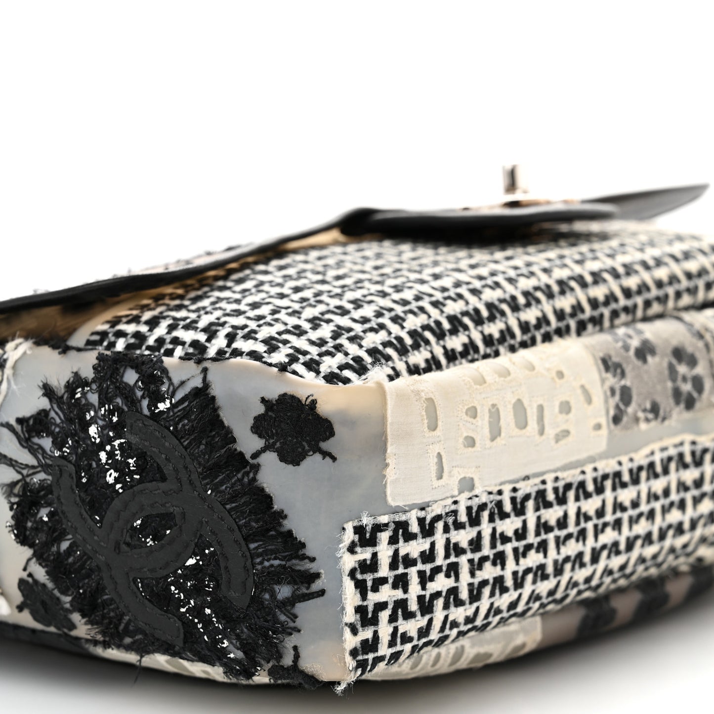 PVC Tweed Patchwork Jumbo Single Flap Black