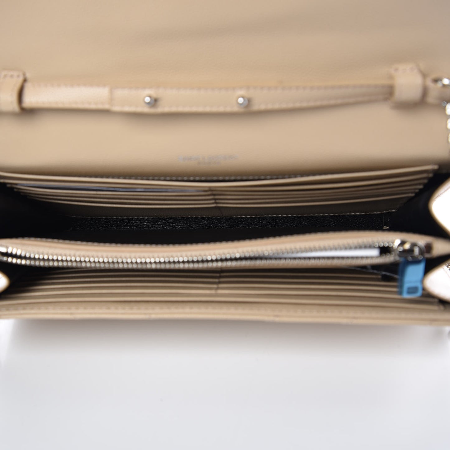 Grain De Poudre Matelasse Chevron Monogram Chain Wallet Nude Powder