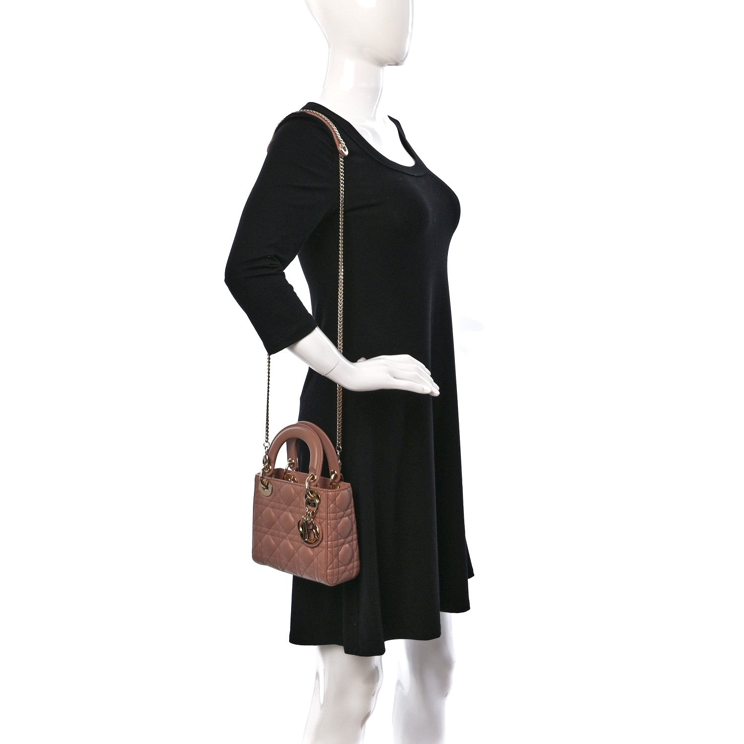 Christian Dior Lambskin Cannage Mini Lady Dior Fard 2 of 14