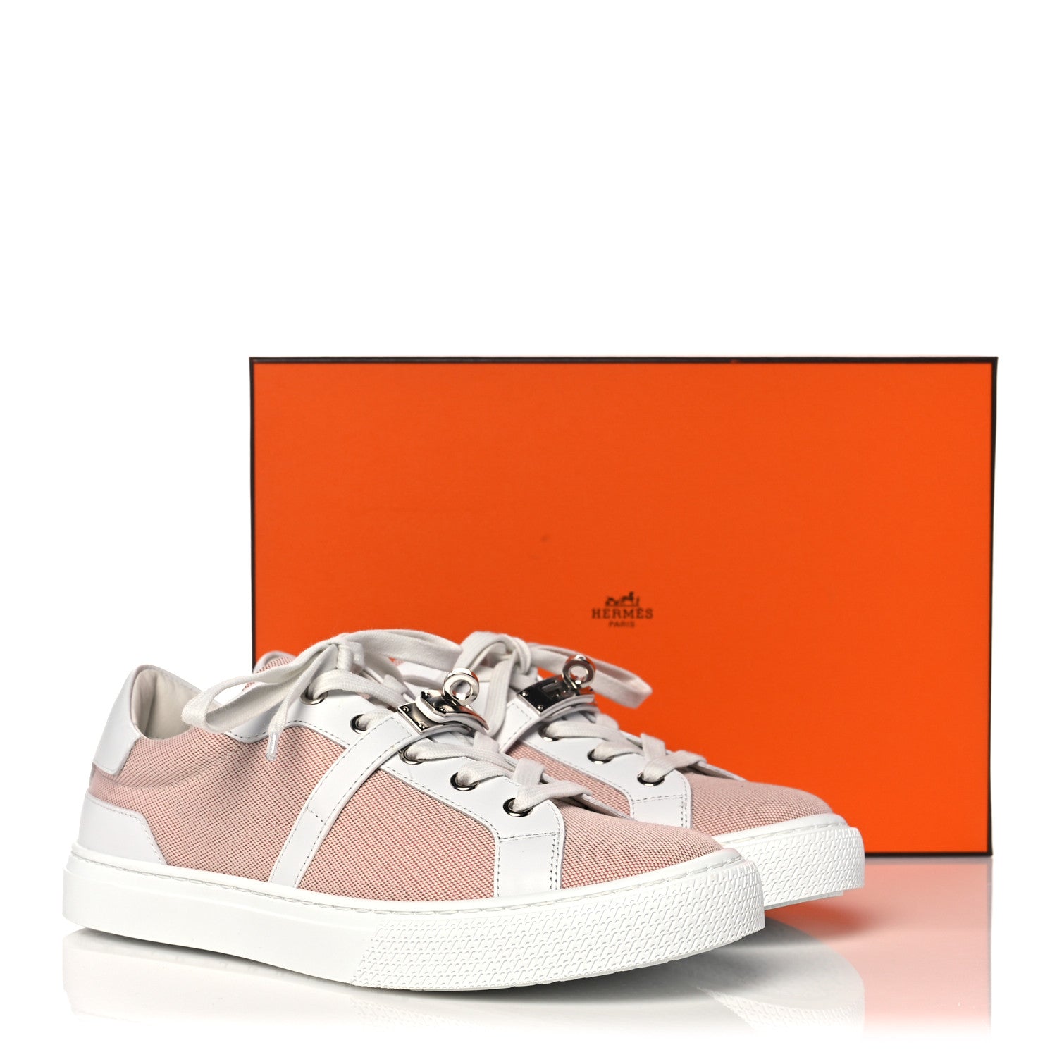 Hermes Calfskin Canvas Day Sneakers 38.5 Framboise White 8 of 8