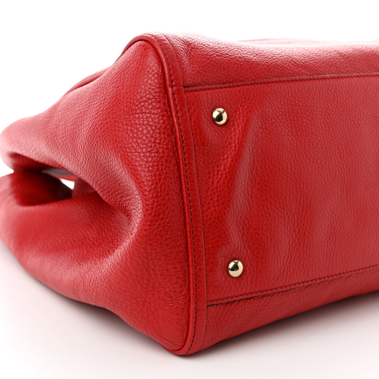 Pebbled Calfskin Large Soho Shoulder Bag Red