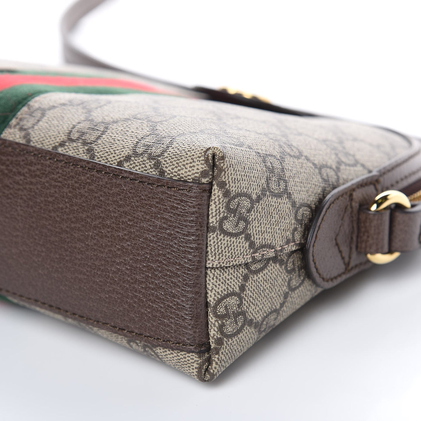 GG Supreme Monogram Textured Dollar Calfskin Web Small Ophidia Dome Shoulder Bag Beige Ebony New Acero