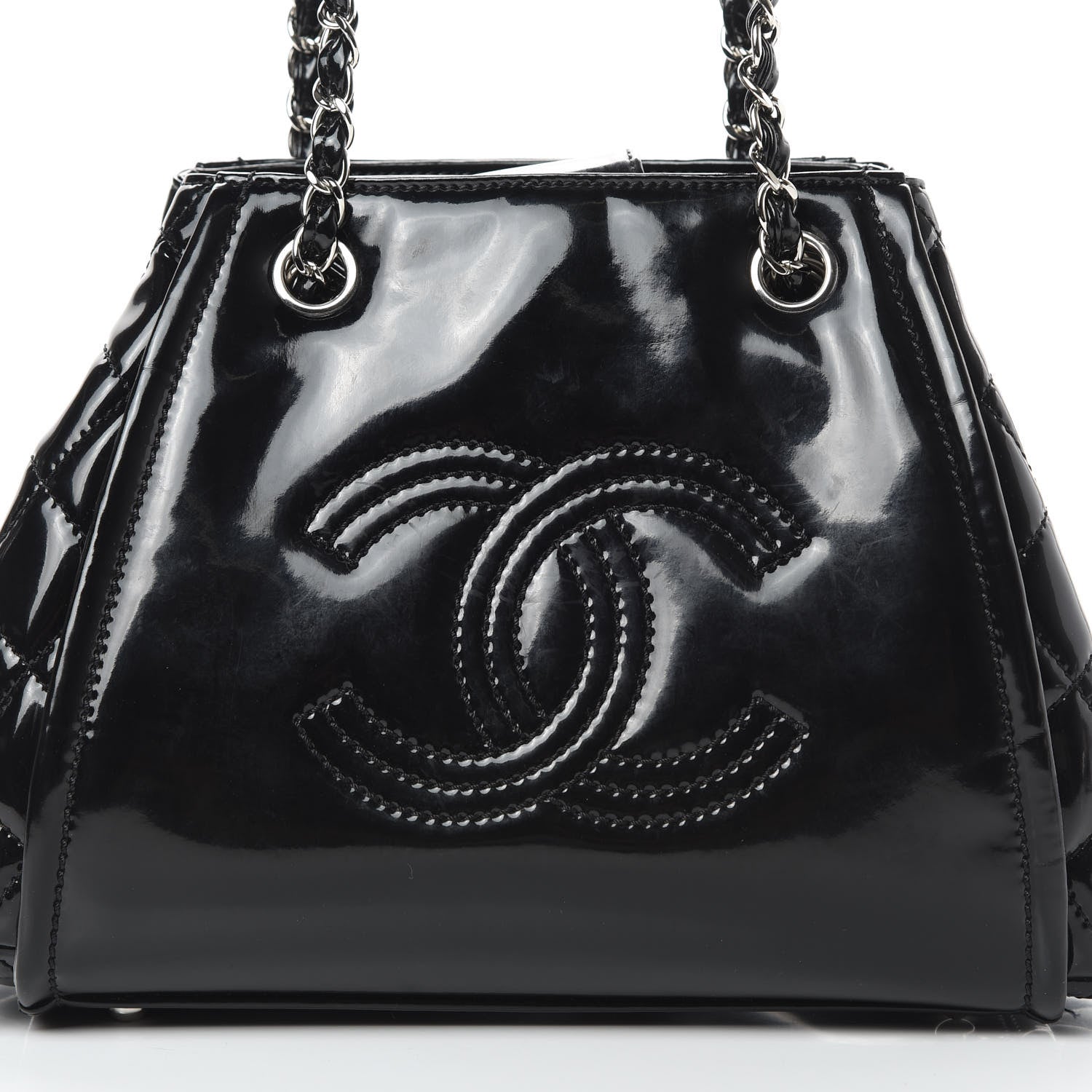 Chanel Vinyl Lipstick Ligne Accordion Tote Black 8 of 11