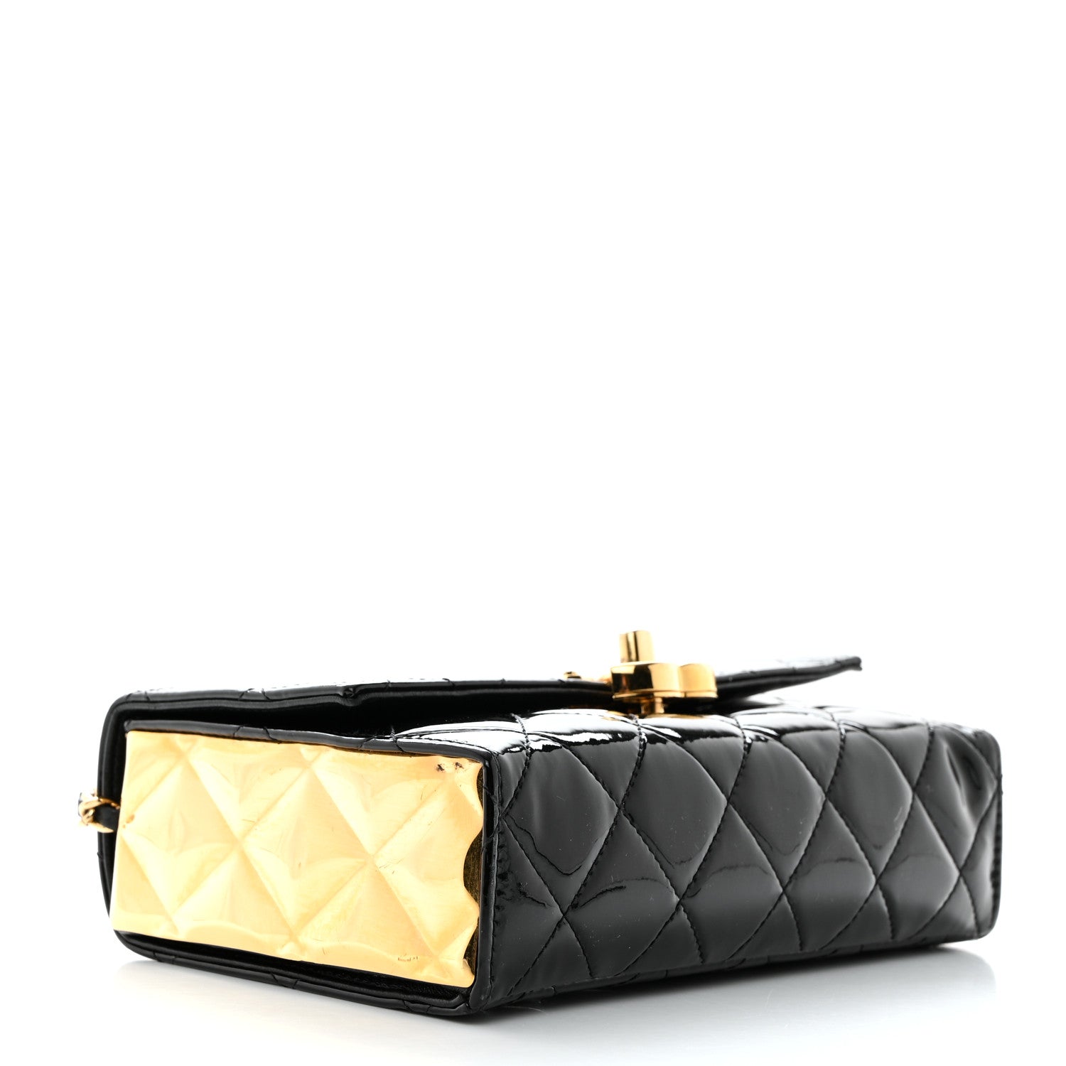 Chanel Patent Quilted Mini Golden Plate Flap Black 4 of 15