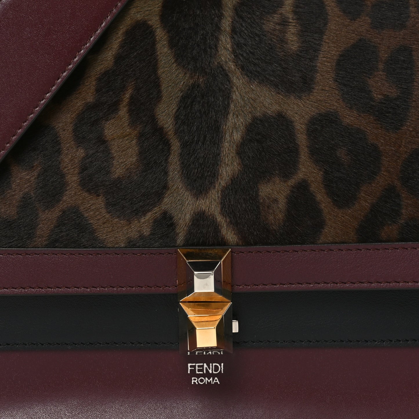 Vitello Pelo Dolce Liberty Lucido Sfumato Leopard Kan I Shoulder Bag Grigio Marrone Bordeaux
