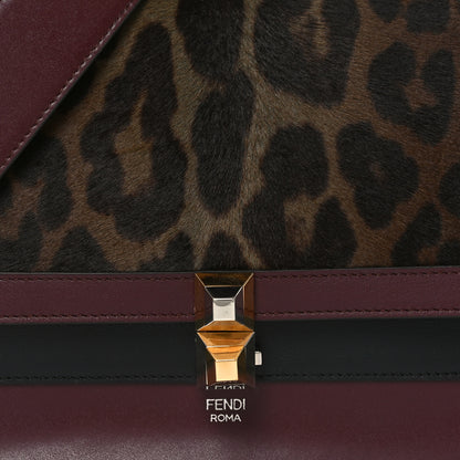 Fendi Vitello Pelo Dolce Liberty Lucido Sfumato Leopard Kan I Shoulder Bag Grigio Marrone Bordeaux 8 of 10