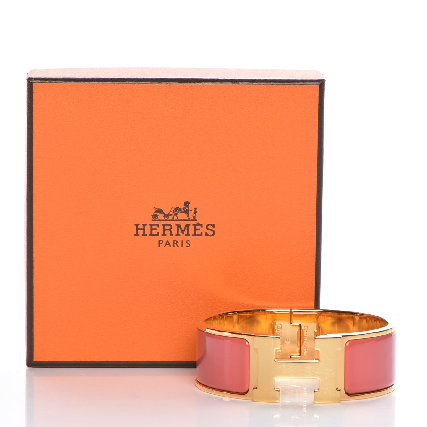 Enamel Wide Clic Clac H Bracelet PM Rouge Corail