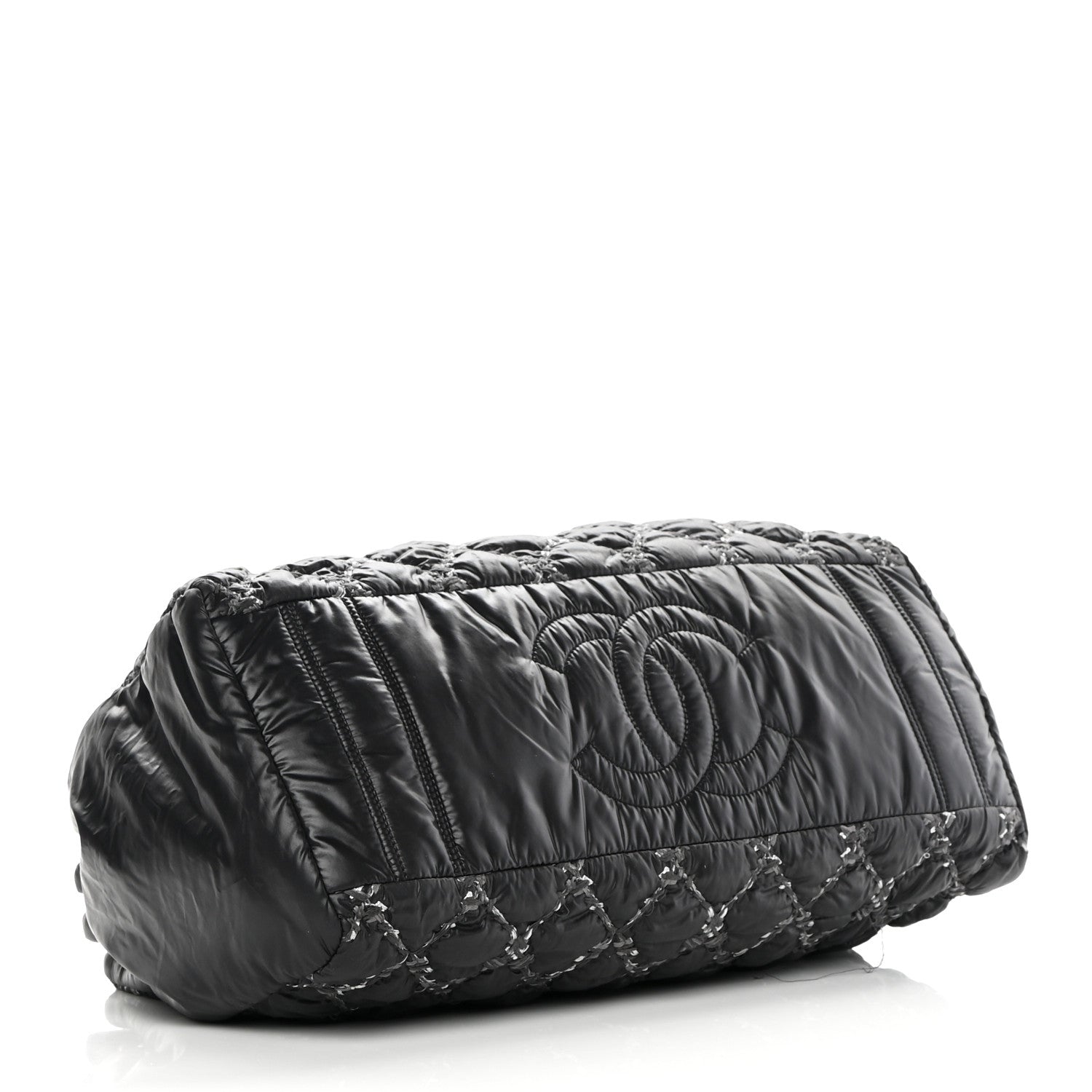 Chanel Nylon Quilted Tweed Stitch Bubble Tote Black 4 of 14