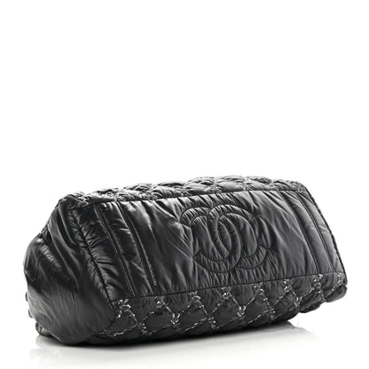 Chanel Nylon Quilted Tweed Stitch Bubble Tote Black 4 of 14