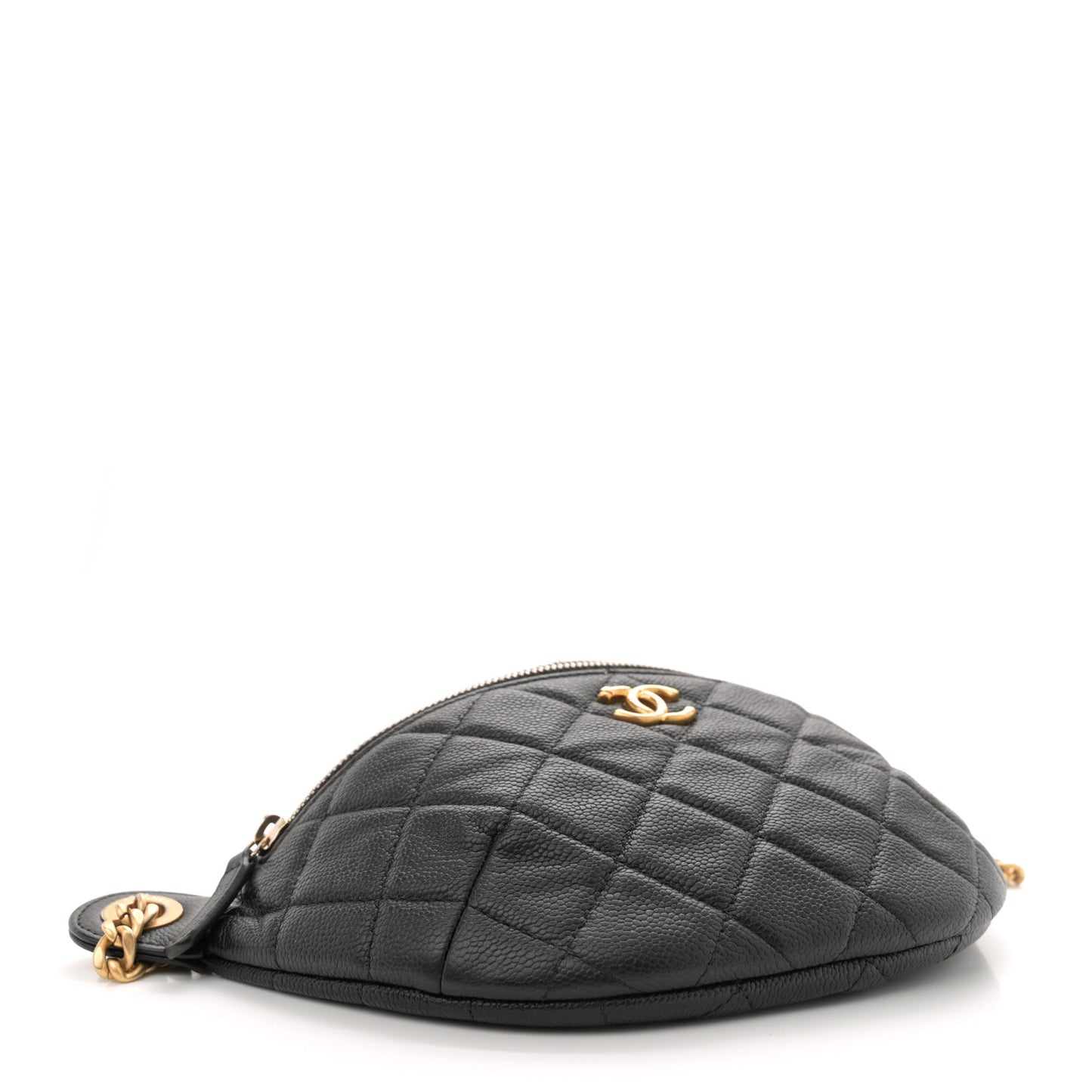 Caviar Quilted Sweetheart Belt Bag Black
