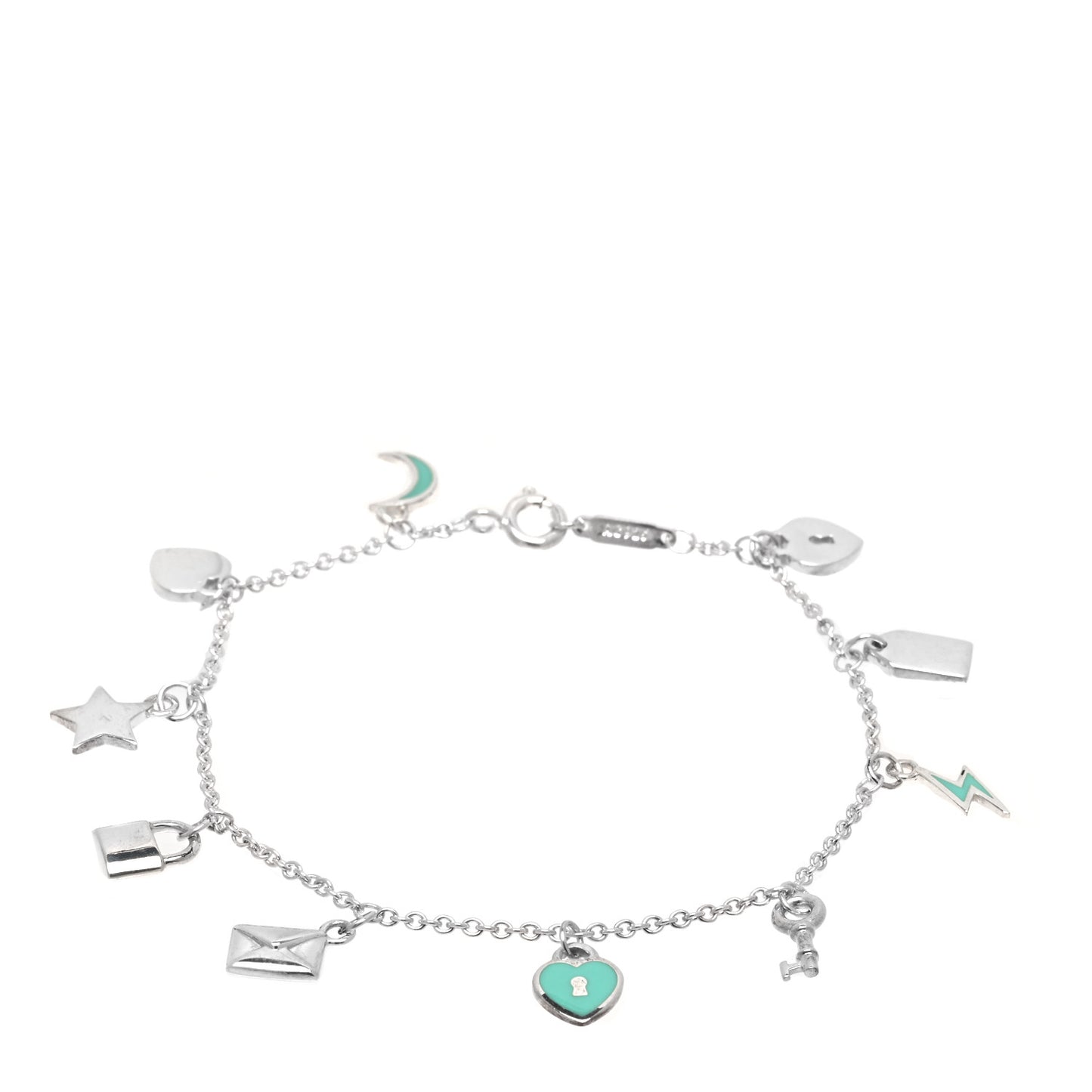 Sterling Silver Enamel Love Notes Charm Bracelet Blue