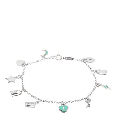 Tiffany Sterling Silver Enamel Love Notes Charm Bracelet Blue 1 of 5