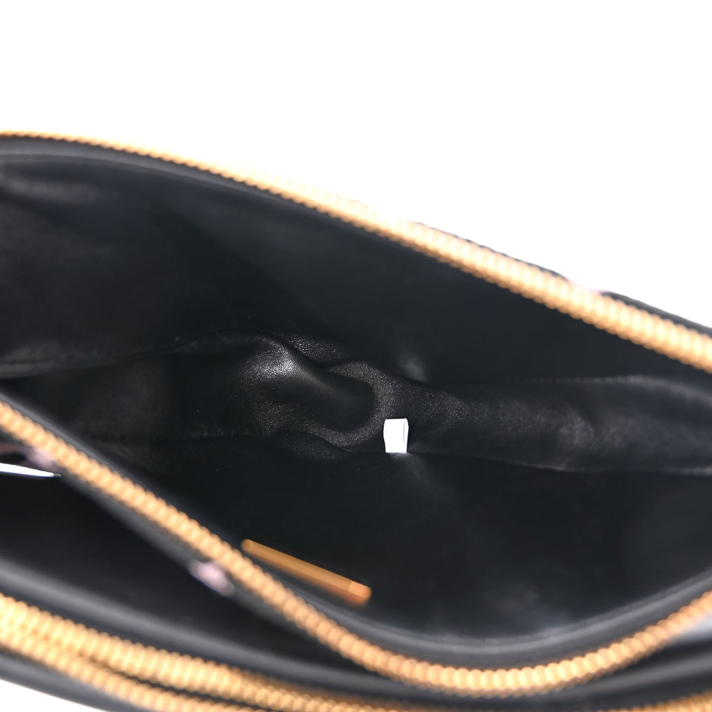 Jacquard Calfskin Triangolo Symbole Embroidered Mini Triangle Double Bag Black Alabastro