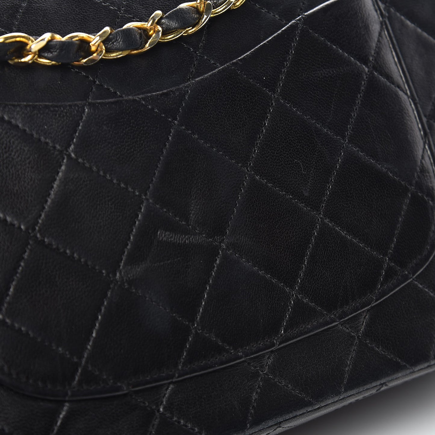 Lambskin Quilted Medium Double Flap Black