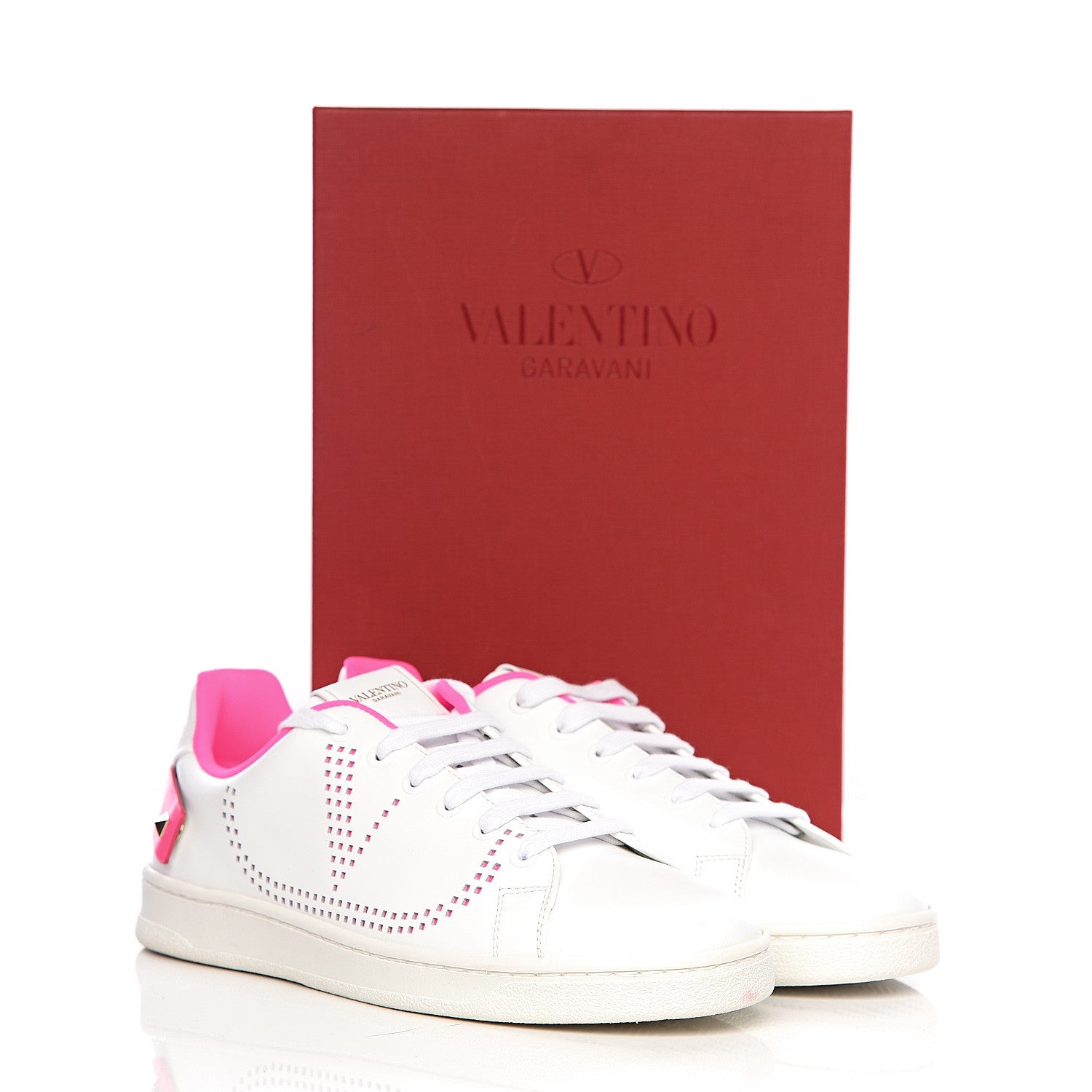 Valentino Garavani Calfskin Womens Backnet Sneakers 39 White Fuchsia 9 of 9