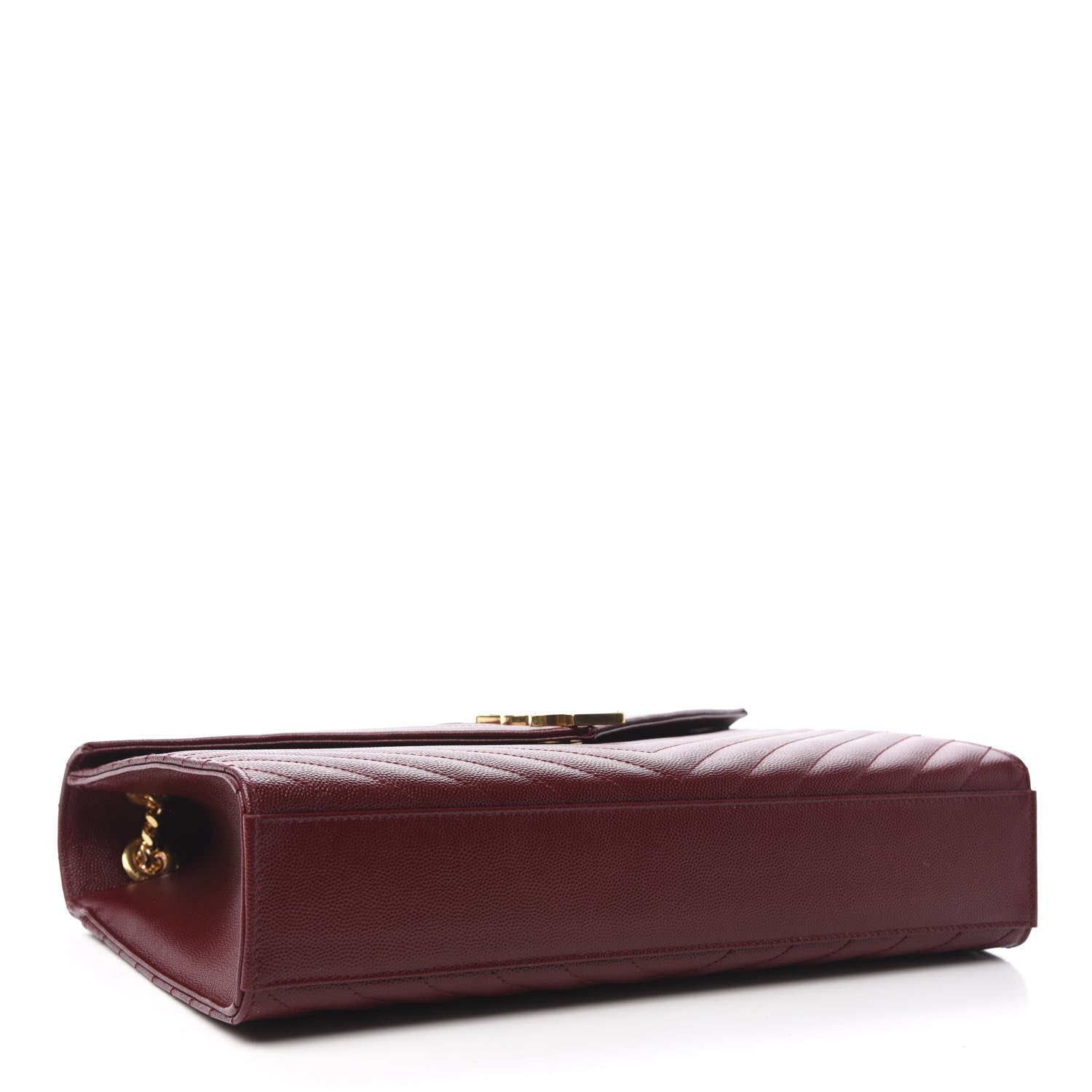 Saint Laurent Grain De Poudre Matelasse Chevron Large Monogram Satchel Oxblood 4 of 10