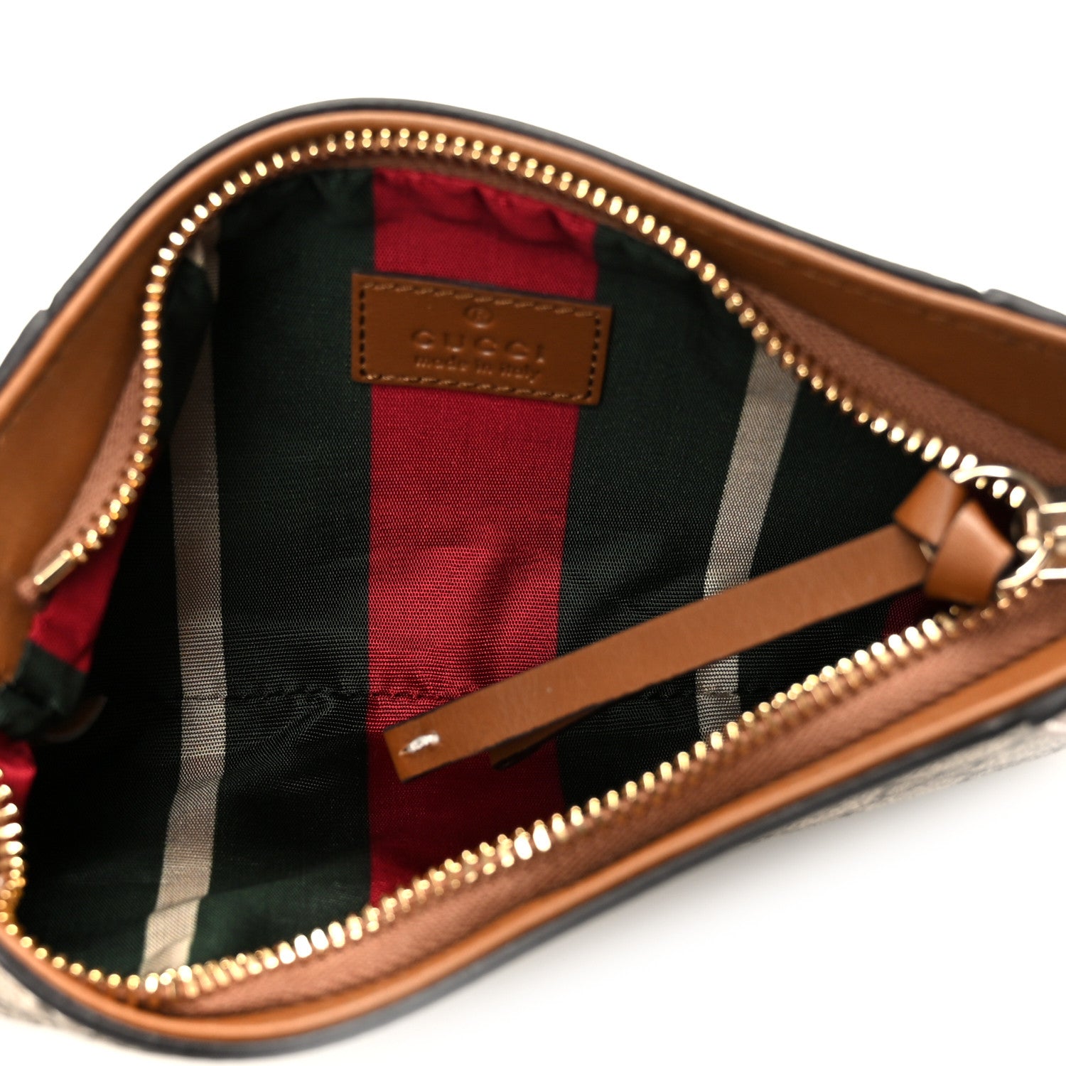 Gucci GG Monogram Calfskin Small Emblem Shoulder Bag Beige Dark Brown 5 of 11