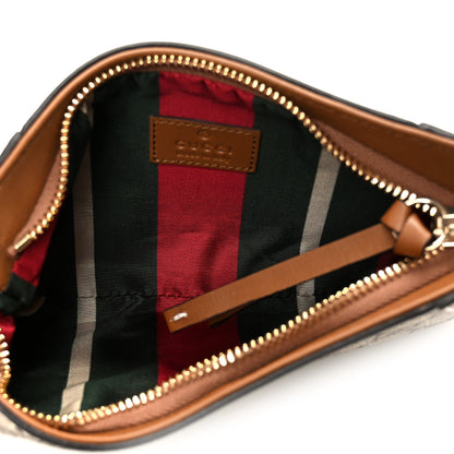 Gucci GG Monogram Calfskin Small Emblem Shoulder Bag Beige Dark Brown 5 of 11