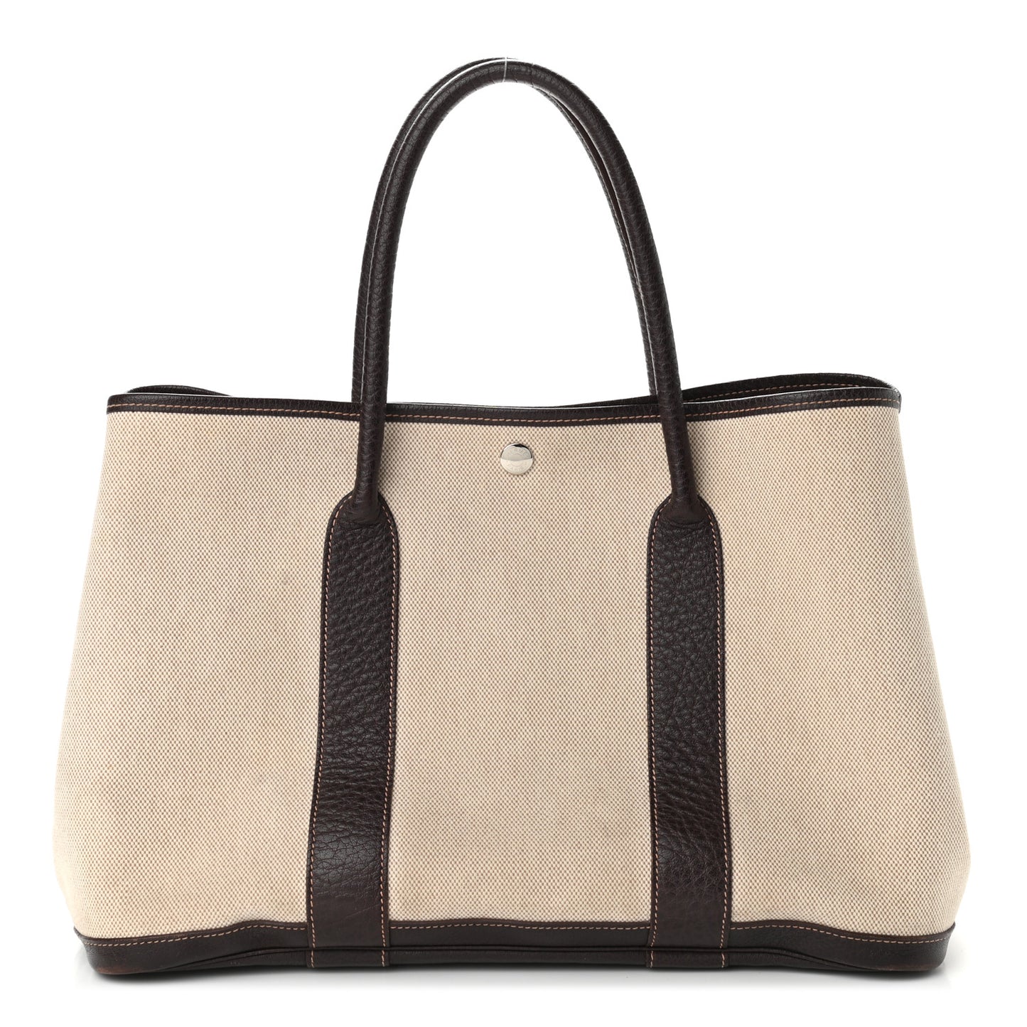 Toile Buffle Gala Garden Party Tote 36 MM Marron Fonce