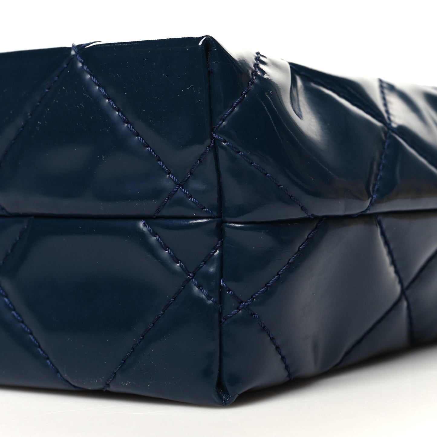 Vinyl Quilted In the Business Flap Bag Navy Blue