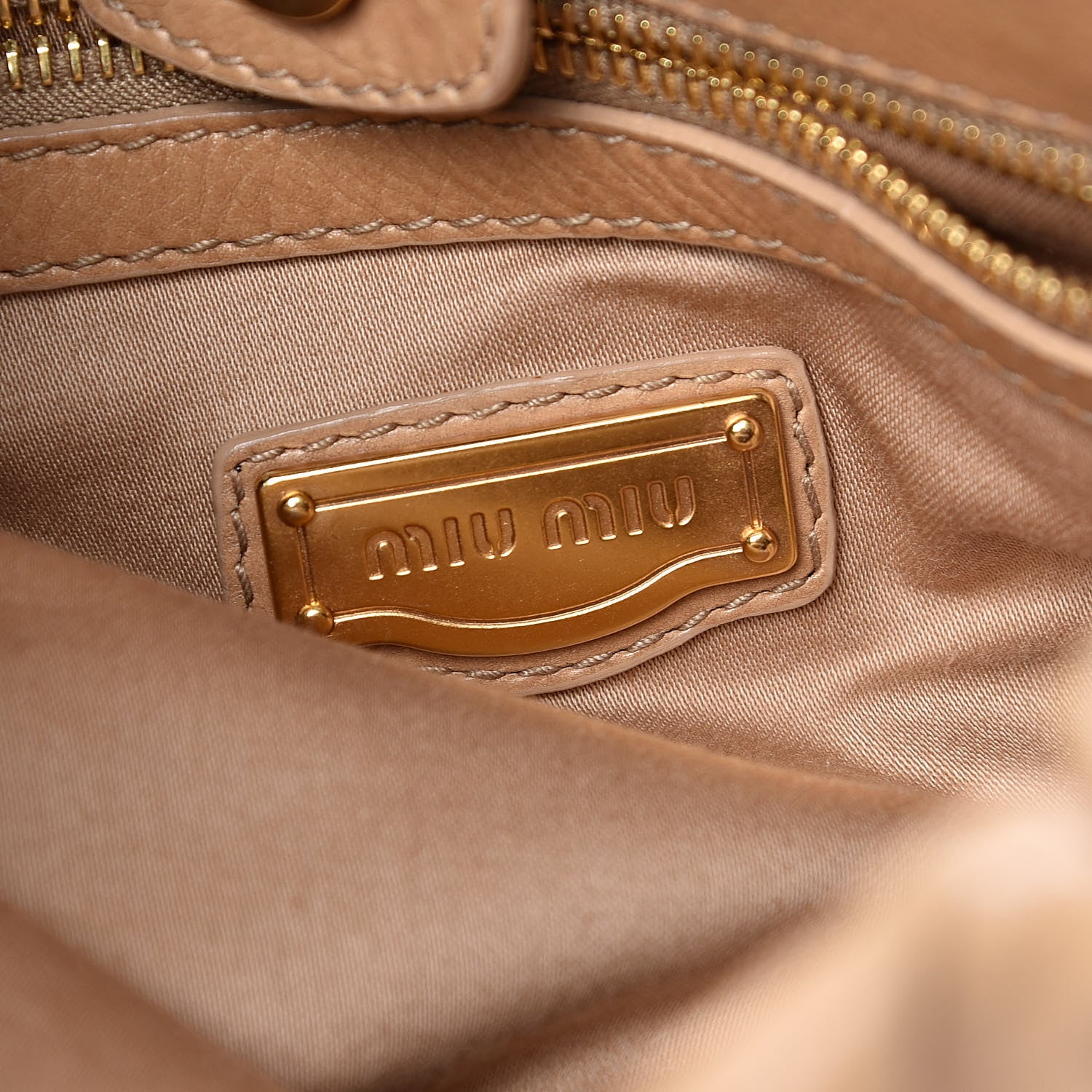 Miu Miu Vitello Lux Gathered Shopper Tote Beige 6 of 11