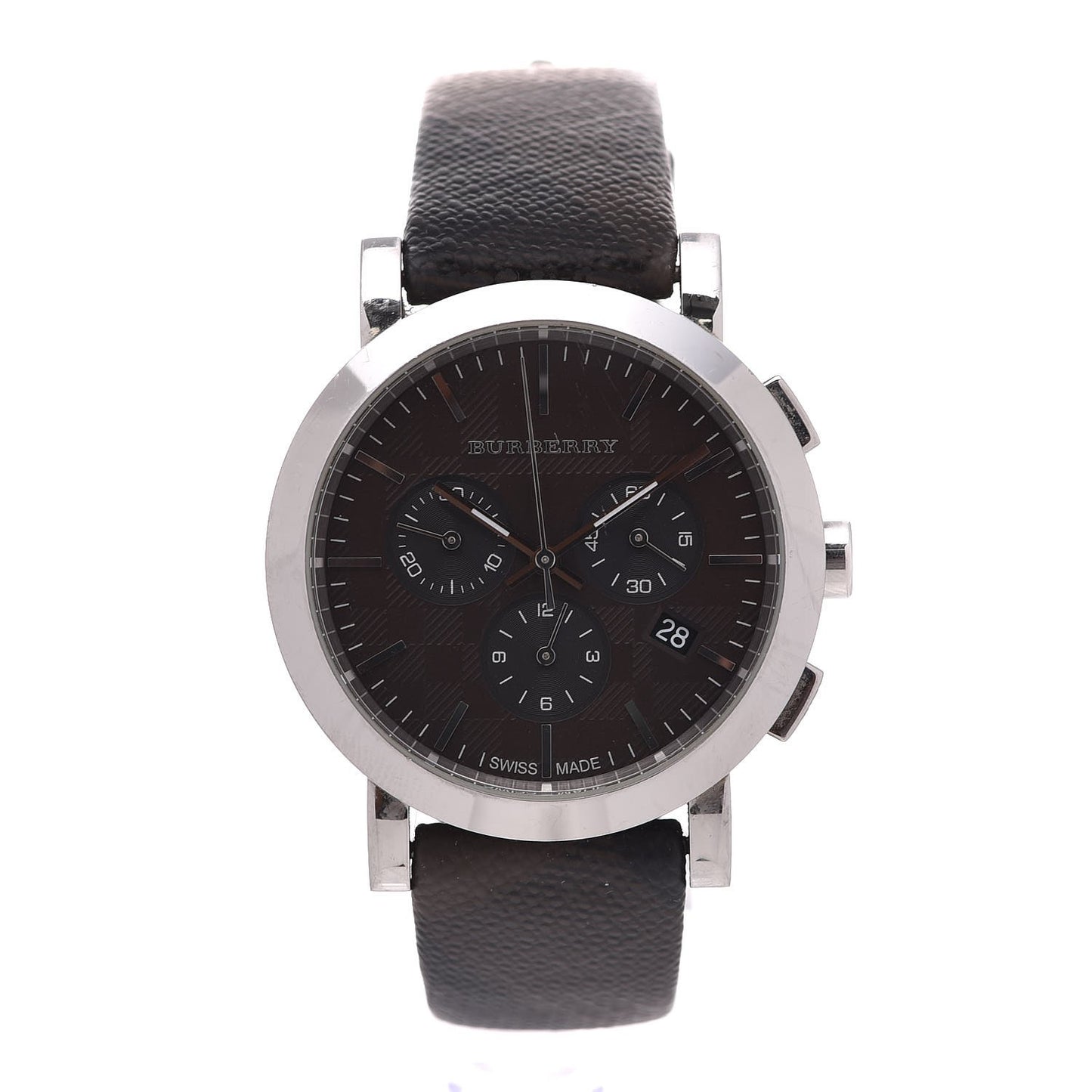 Stainless Steel Calfskin 40mm Chronograph Quartz Watch Black BU1776