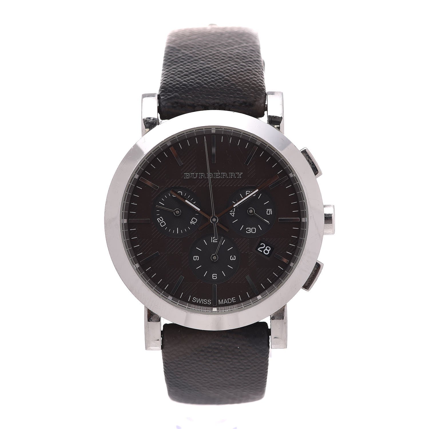 Burberry Stainless Steel Calfskin 40mm Chronograph Quartz Watch Black BU1776 1 of 8