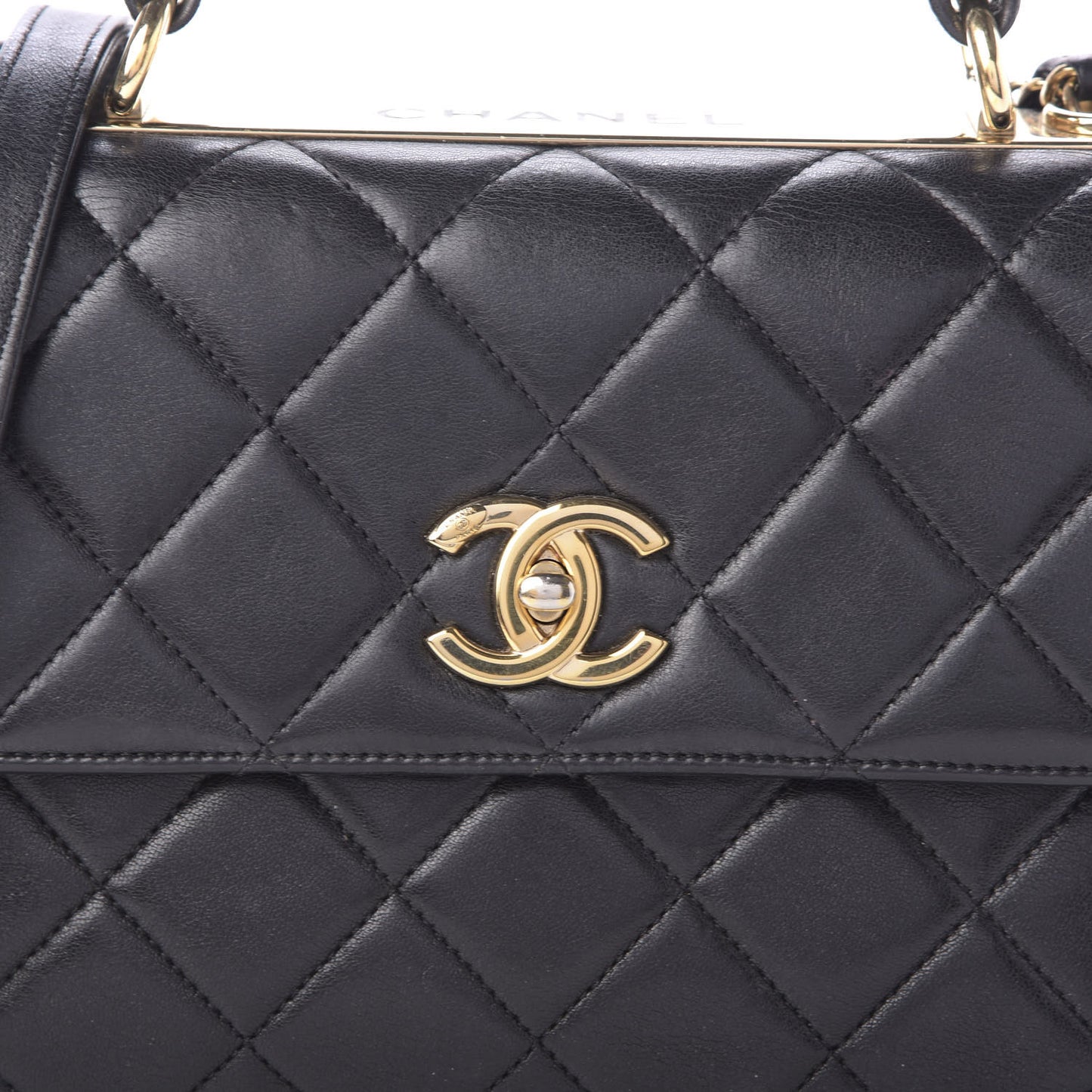 Lambskin Quilted Small Trendy CC Dual Handle Flap Bag Black