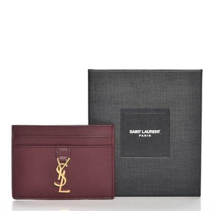 Saint Laurent Calfskin Monogram Credit Card Case Dark Red 8 of 8
