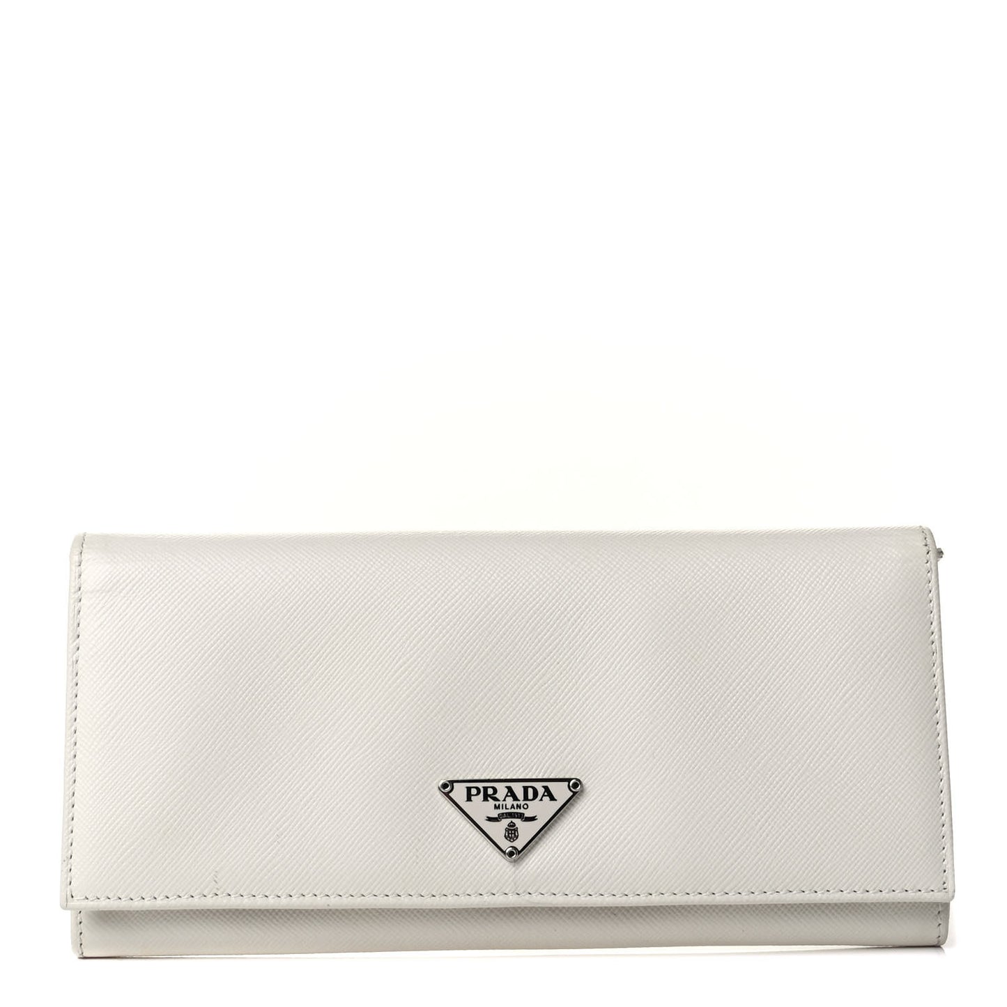 Saffiano Triangle Continental Flap Wallet White